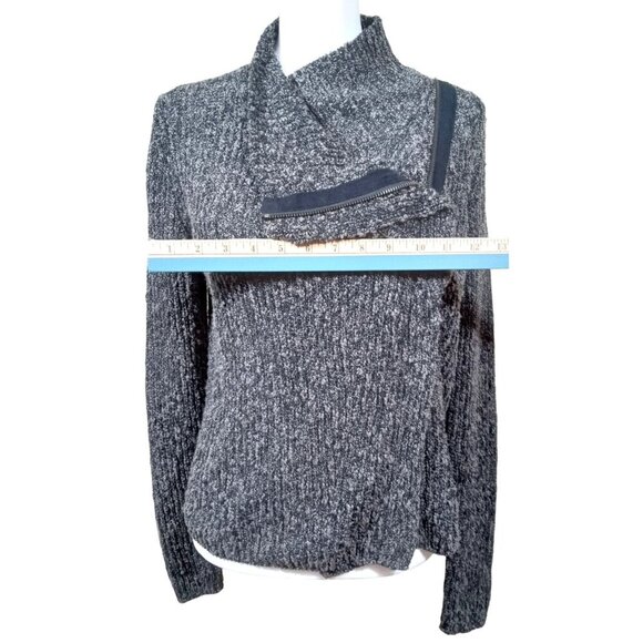 Lou & Grey Womens Black/Gray Asymmetric Collar Zip Knit Sweater Size Extra Small - Picture 4 of 7